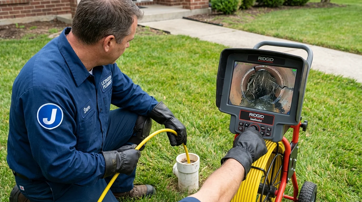Sewer camera inspection being performed by Johns Plumbing LLC in Masury