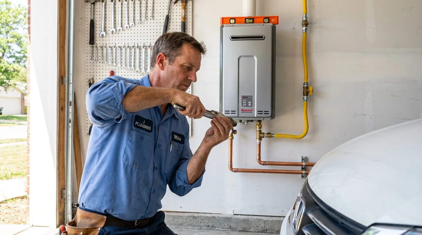 Tankless water heater installation by a Johns Plumbing LLC plumber in Masury